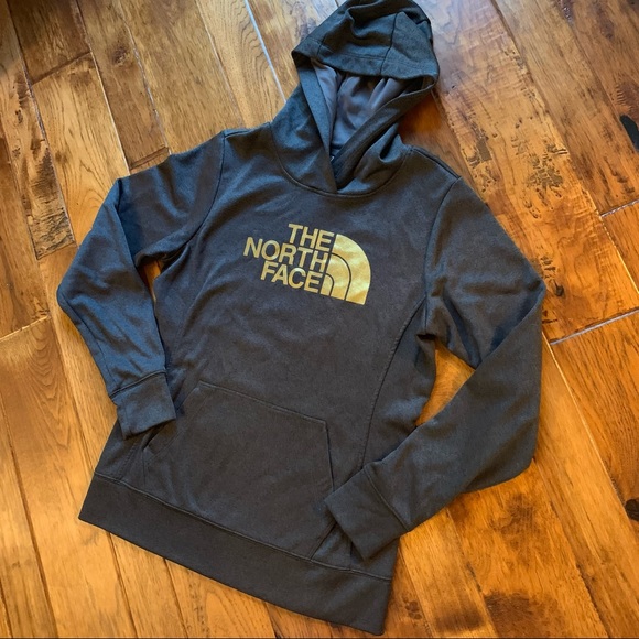 The North Face | Gray & Gold Hooded Sweatshirt | Sz M - Picture 2 of 15